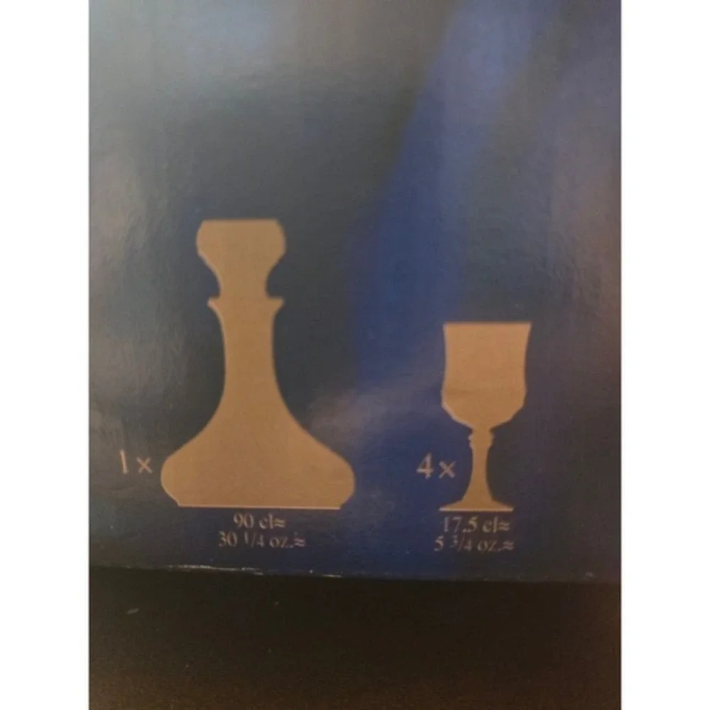 Cristal d'Arques Longchamp Crystal Decanter‎ Set with 4 Wine Glasses in Box